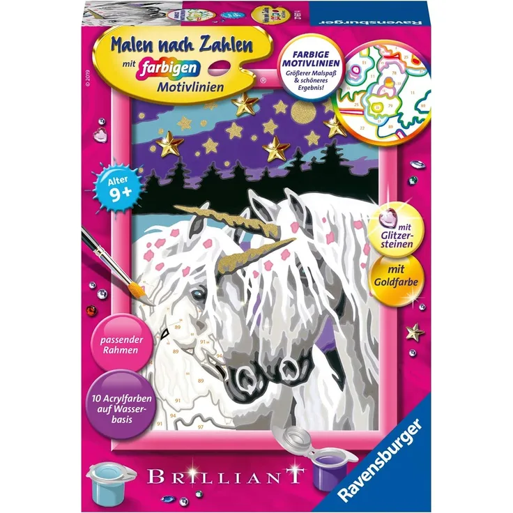 Ravensburger Malen nach Zahlen Brilliant Malset Einhornliebe