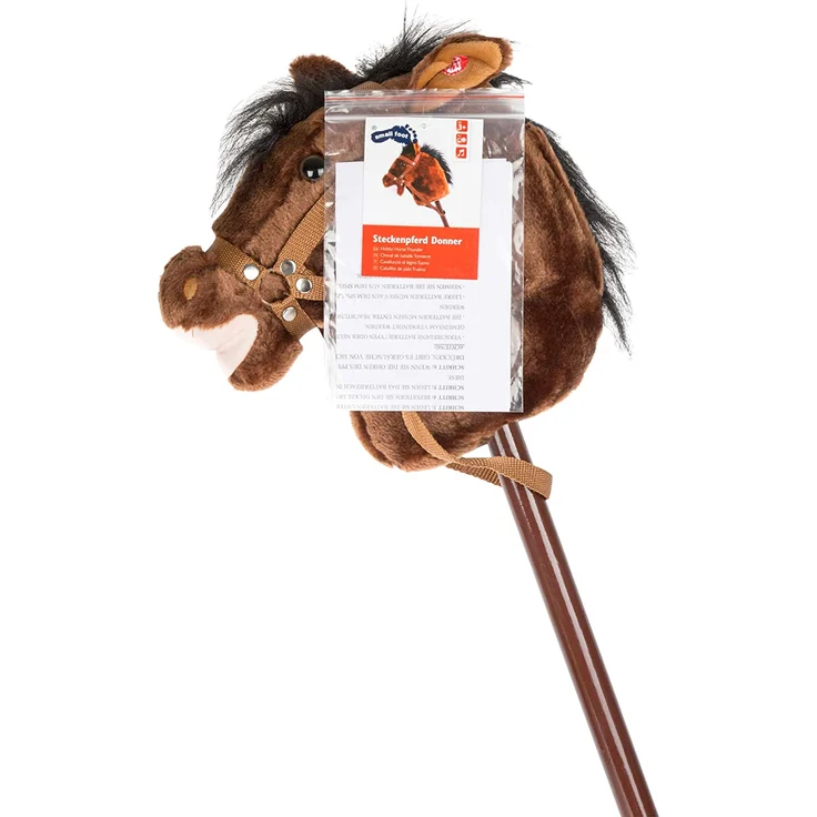 small foot 4105 Steckenpferd "Donner" mit weichem Textilkopf und einem Holzstecken mit zwei Rollen – Bild 3