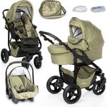 Bergsteiger Kinderwagen Babywagen Capri 3in1 | Kombikinderwagen Komplettset inkl. Zubehör - Babyschale, Buggy-Aufsatz, Sonnenschutz & Wetterfußsack - Preisvergleich