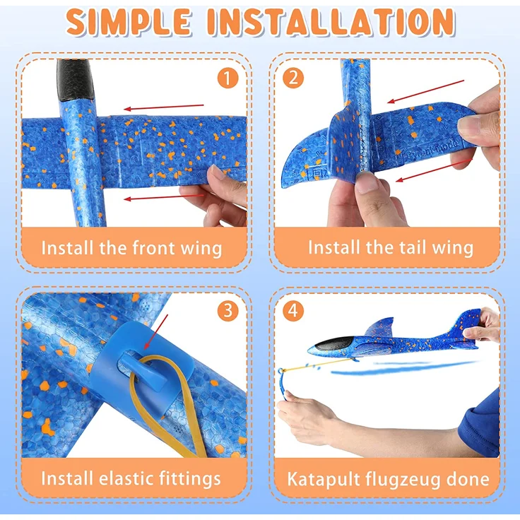 VCOSTORE Styroporflieger Katapult Flugzeug Styropor Kinder - 2 Stück Flugzeug Spielzeug Groß Segelflugzeug Wurfgleiter Flieger Styropor Flugzeug für Kinder – Bild 3