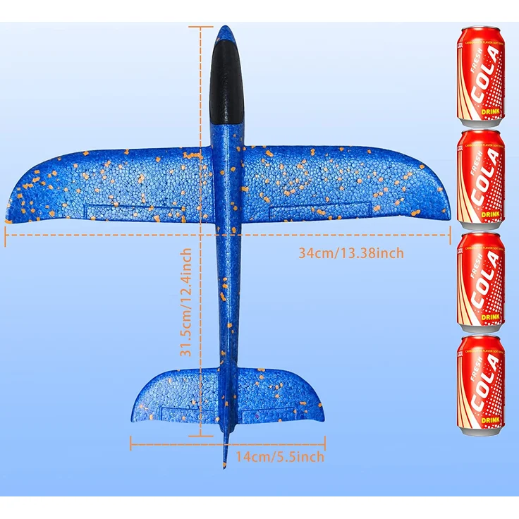 VCOSTORE Styroporflieger Katapult Flugzeug Styropor Kinder - 2 Stück Flugzeug Spielzeug Groß Segelflugzeug Wurfgleiter Flieger Styropor Flugzeug für Kinder – Bild 6