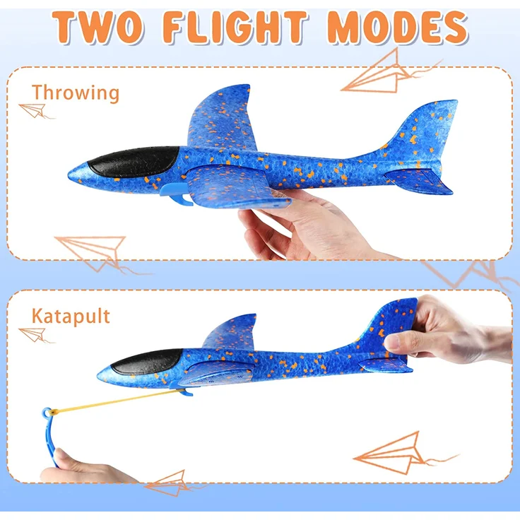 VCOSTORE Styroporflieger Katapult Flugzeug Styropor Kinder - 2 Stück Flugzeug Spielzeug Groß Segelflugzeug Wurfgleiter Flieger Styropor Flugzeug für Kinder – Bild 4