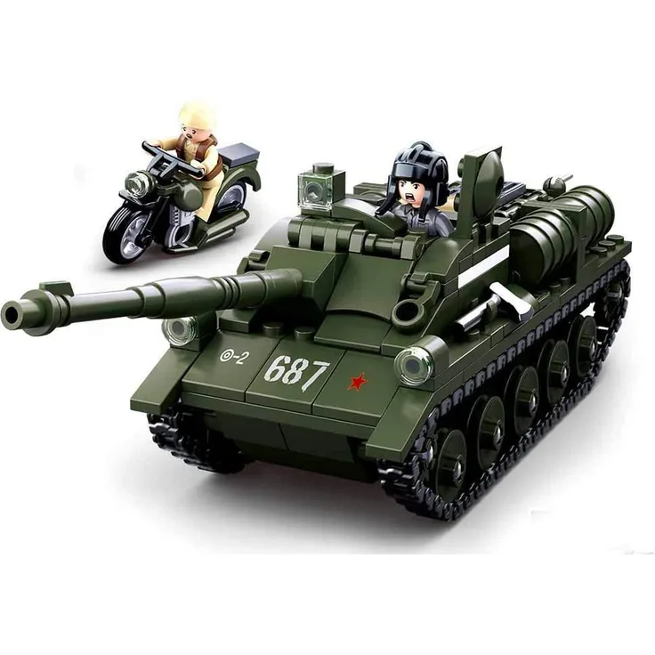 Sluban M38-B0687 WWII-SU-85 Tank Destroyer 338PCS, Multi Color