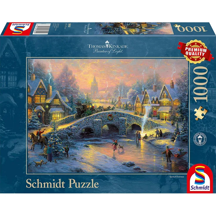 Schmidt Spiele - Puzzle - Thomas Kinkade - Winterliches Dorf, 1000 Teile