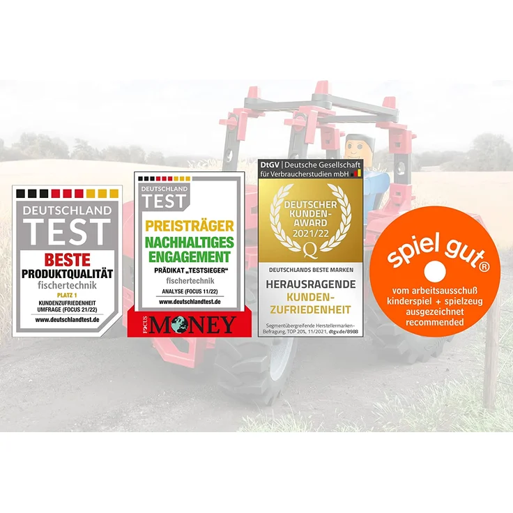fischertechnik Tractor - Konstruktionsspielzeug ab 7 Jahre - 3 landwirtschaftliche Modelle zum Thema Traktor - Die Fahrzeuge des Bausets verfügen über eine realitätsnahe Achsschenkel-Lenkung – Bild 5