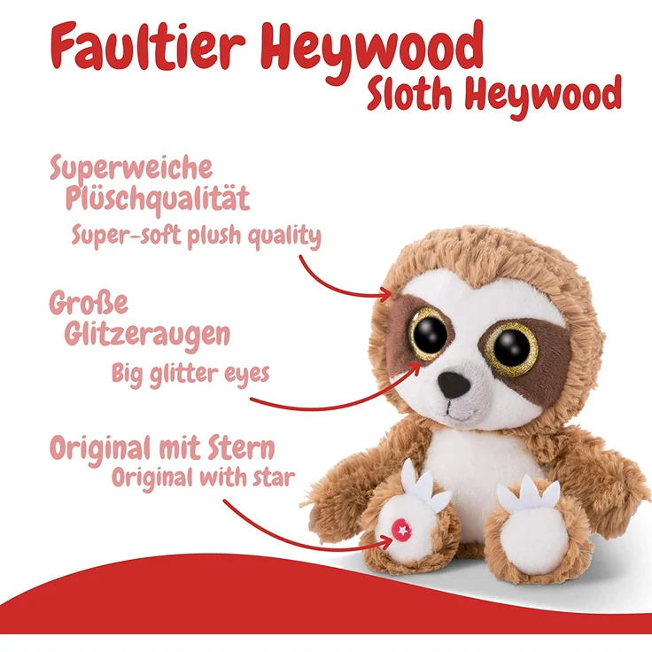 NICI 46616 Glubschis Kuscheltier Faultier Heywood 15cm, Flauschiges Plüschtier mit großen Glitzeraugen, süßes Stofftier für Kinder und Kuscheltierliebhaber – Bild 3