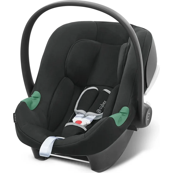 CYBEX Babyschale Aton B2 i-Size, Ab Geburt bis ca. 24 Monate, Max. 13 kg, Inkl. Neugeboreneneinlage, SensorSafe kompatibel, Volcano Black – Bild 1