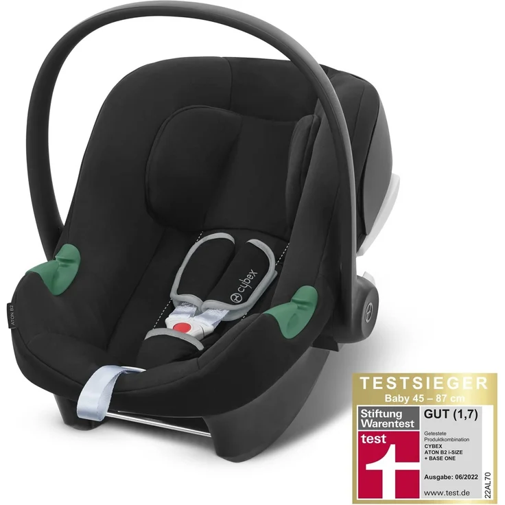 CYBEX Babyschale Aton B2 i-Size, Ab Geburt bis ca. 24 Monate, Max. 13 kg, Inkl. Neugeboreneneinlage, SensorSafe kompatibel, Volcano Black – Bild 2