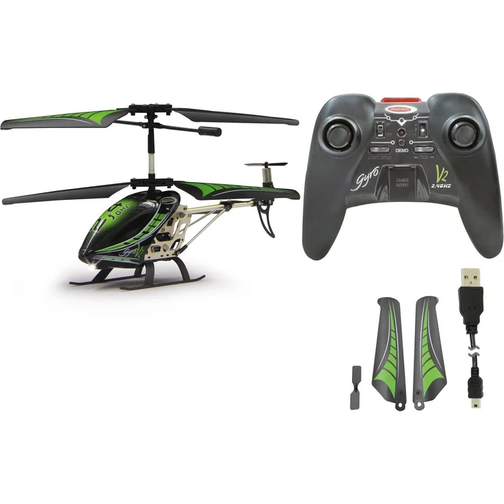 RC Gyro V2 Hubschrauber Jungen 2,4GHz 23 cm grün – Bild 1