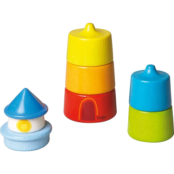 HABA 300170 – Stapelspiel Leuchtturm, Motorikspielzeug zum Sortieren von Größen und Farben, Holzspielzeug ab 12 Monaten – Bild 3