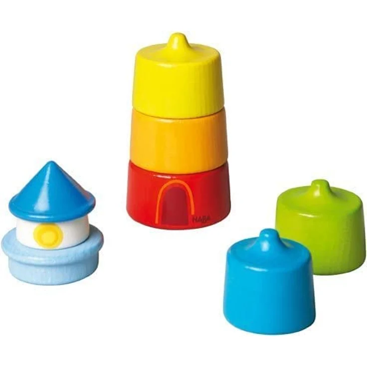 HABA 300170 – Stapelspiel Leuchtturm, Motorikspielzeug zum Sortieren von Größen und Farben, Holzspielzeug ab 12 Monaten – Bild 9