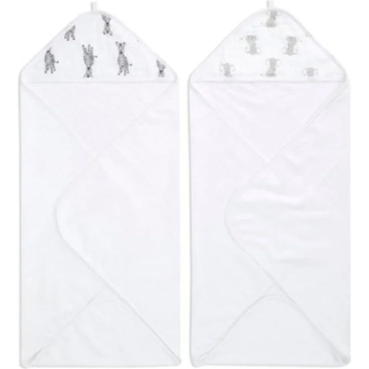 aden + anais essentials Kapuzenhandtuch für Jungen & Mädchen, weiches Baby Badetuch aus 100% Baumwolle, Wickelbadetuch-Set für Kinder, Kleinkinder & Säuglinge, 2er-Pack, Safari Babes – Bild 1