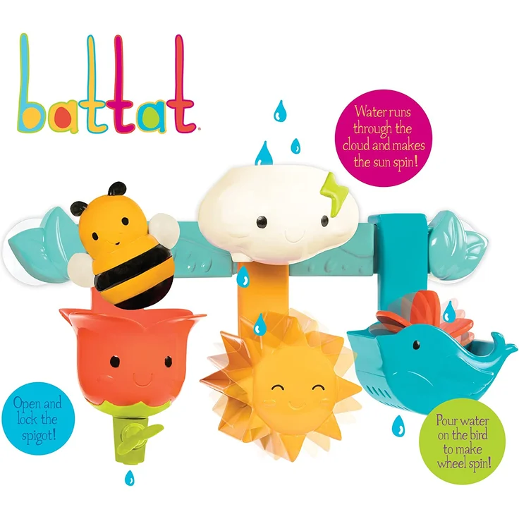 Battat Badewannen Spielzeug mit Saugnäpfen, Wasserrad, Spritztier – Badespielzeug Baby Wasserspielzeug für Badezimmer für Kinder und Babys ab 1 Jahr – Bild 5