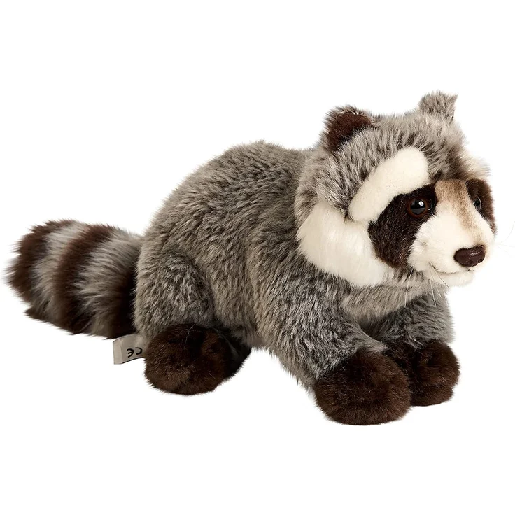 Uni-Toys - Waschbär - 23 cm (Länge) - Waldtier - Plüschtier, Kuscheltier, Weiß, braun, HW-79043 – Bild 3