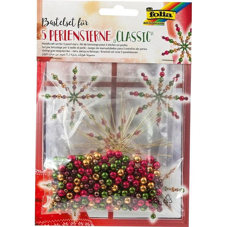 Perlenstern-Bastelset Classic 5er-Set 10cm Perlensterne Weihnachtssterne – Bild 6