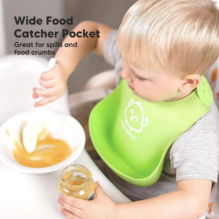 KeaBabies Baby Silikon Lätzchen mit Auffangschale - Silikon Lätzchen Baby Junge und Mädchen - BPA Frei Baby Lätzchen Silikon - Leicht Abwischbares Wasserdichtes Baby Lätzchen (Cloud Nine) – Bild 4