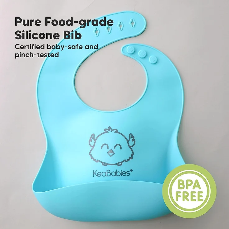 KeaBabies Baby Silikon Lätzchen mit Auffangschale - Silikon Lätzchen Baby Junge und Mädchen - BPA Frei Baby Lätzchen Silikon - Leicht Abwischbares Wasserdichtes Baby Lätzchen (Cloud Nine) – Bild 2