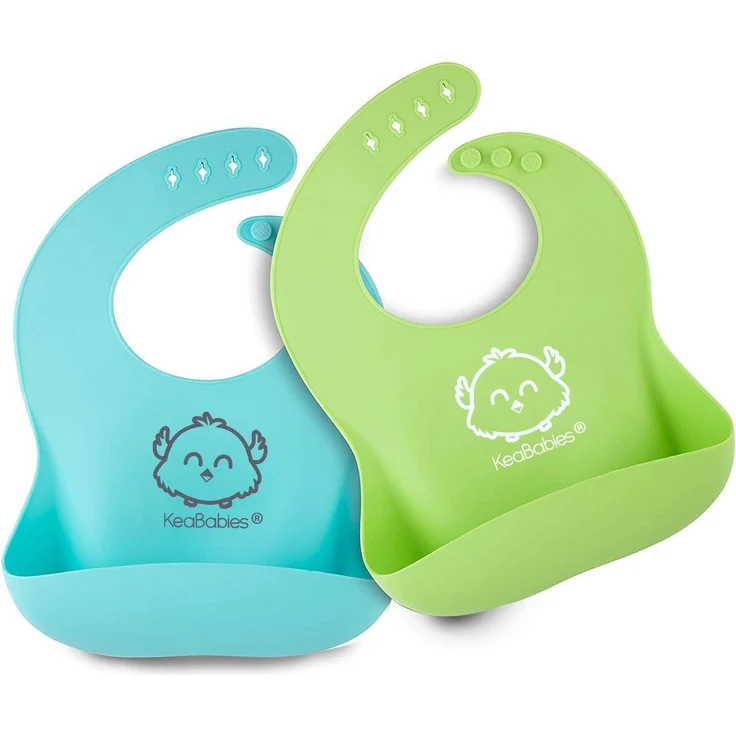 KeaBabies Baby Silikon Lätzchen mit Auffangschale - Silikon Lätzchen Baby Junge und Mädchen - BPA Frei Baby Lätzchen Silikon - Leicht Abwischbares Wasserdichtes Baby Lätzchen (Cloud Nine) – Bild 1