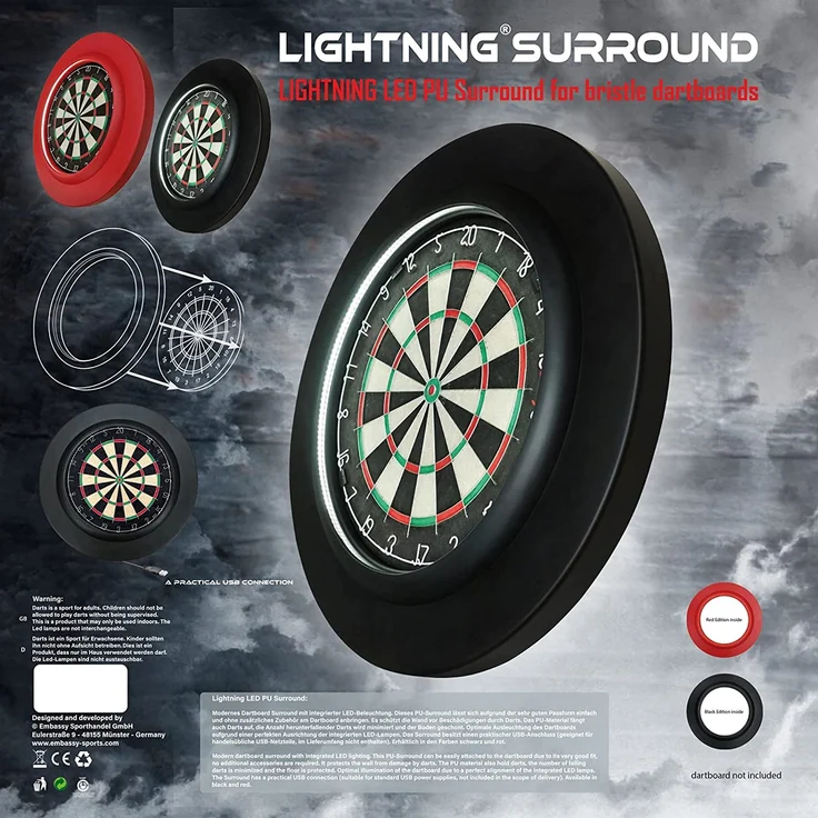 BULL'S Pro Dart Board Surround 1tlg. schwarz für Dartscheibe Dartboard – Bild 4