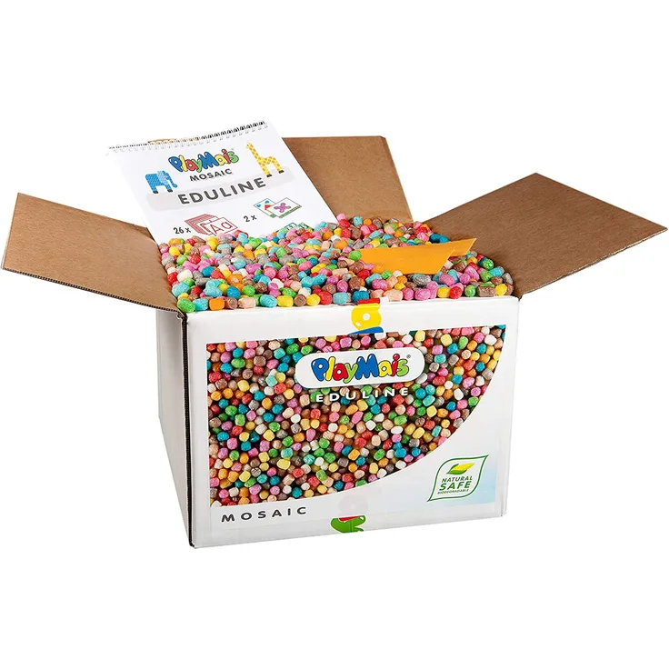 PlayMais EDULINE Mosaic Bastel-Set für Kinder ab 3 Jahren | Motorik-Spielzeug mit 12.000 PlayMais & 50 Seiten Vorlagen zum Basteln & Lernen | Fördert Kreativität & Feinmotorik | Natürliches Spielzeug