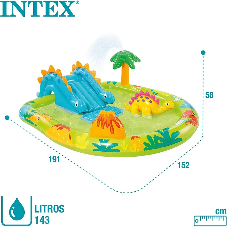Aufblasbares Planschbecken für Kinder Intex 143 L Dinosaurier (191 x 152 x 58 cm) – Bild 6