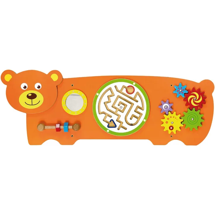 Wandspielbär 91 x 32 cm Holz orange