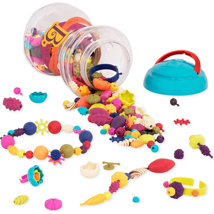 B. toys 300 Teile Spielzeug Schmuck – Bunte Pop Perlen Kinderschmuck Bastelschmuck zum Zusammenstecken – Schmuck Bastelset für Mädchen und Kinder ab 4 Jahren