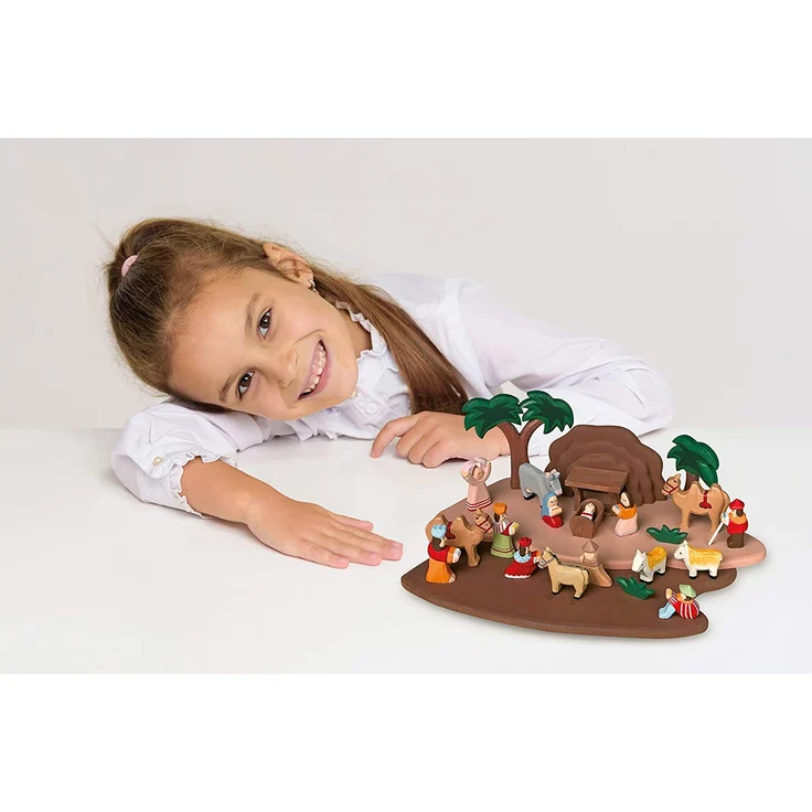 Small foot 1839 - Weihnachtskrippe mit Figuren, Holz, 20-teilig, bunt, Höhe 13cm – Bild 2