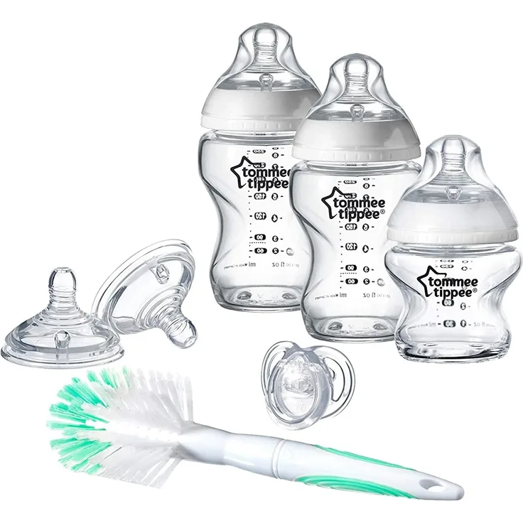 Tommee Tippee Babyfläschchen Set aus Glas Closer to Nature für Neugeborene, Anti-Kolik Ventil, weicher Sauger