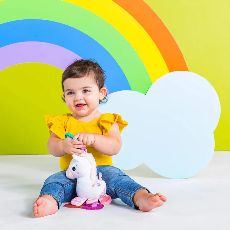 Bright Starts Spielzeug zum Anbringen an den Kinderwagen, Einhorn, mit 2 Beißringen, rasselt, regt den Tastsinn an - Preisvergleich – Bild 4
