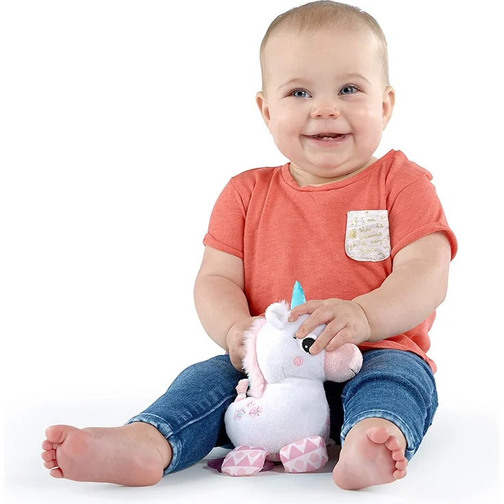 Bright Starts Spielzeug zum Anbringen an den Kinderwagen, Einhorn, mit 2 Beißringen, rasselt, regt den Tastsinn an - Preisvergleich – Bild 3