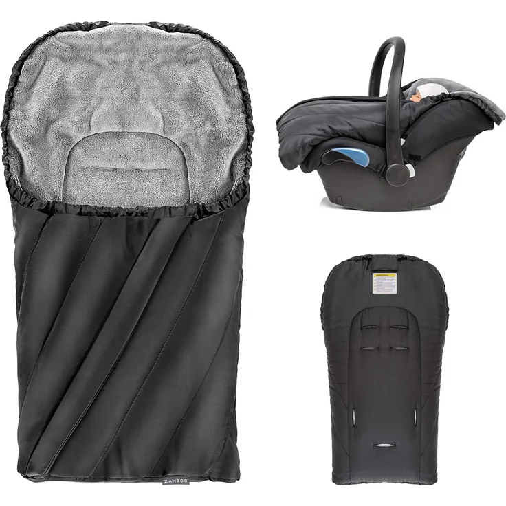 Zamboo Fußsack für Babyschale - Baby Winter-Fußsack/Babyfußsack aus warmem Thermofleece mit Kapuze und Tasche - Tasche (Basic)