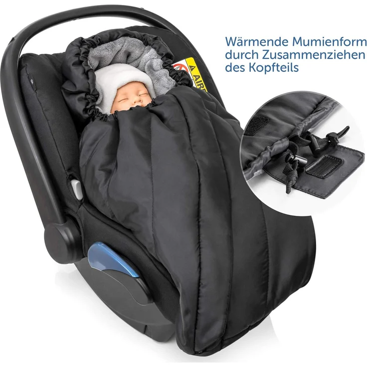 Zamboo Fußsack für Babyschale - Baby Winter-Fußsack/Babyfußsack aus warmem Thermofleece mit Kapuze und Tasche - Tasche (Basic) – Bild 6