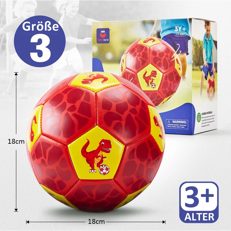 Fußball Spielzeug Mit Ballpumpe und Netz, Kinder Fußball Ball für das Training Drinnen Draußen, Fußball Größe 3 Dinosaurier Geschenke Spielzeug für 2 3 4 5 6 7 8 Jahre alt Kinder Junge Mädchen – Bild 7