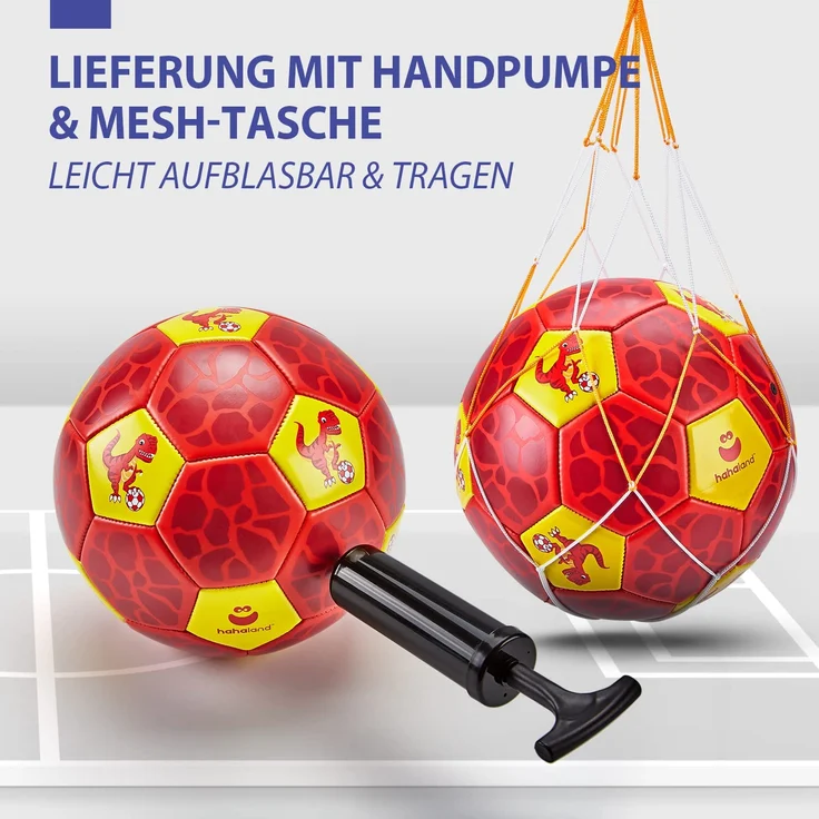Fußball Spielzeug Mit Ballpumpe und Netz, Kinder Fußball Ball für das Training Drinnen Draußen, Fußball Größe 3 Dinosaurier Geschenke Spielzeug für 2 3 4 5 6 7 8 Jahre alt Kinder Junge Mädchen – Bild 6