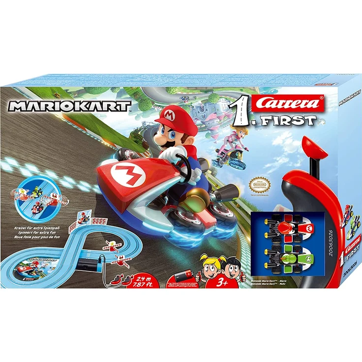 Carrera FIRST 'Mario Kart' Rennstrecken-Set, ab 3 Jahren, 2,4 m Bahnlänge, mit Mario & Yoshi Spielzeugautos, Handregler und Streckenteilen - Preisvergleich – Bild 6