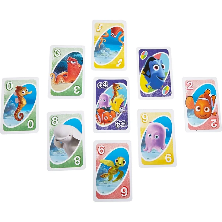 Mattel Games DRB64 UNO Disney Pixar Findet Dorie Kartenspiel für Kinder, geeignet für 2 - 4 Spieler, Spieldauer ca. 15 Minuten, ab 7 Jahren – Bild 4