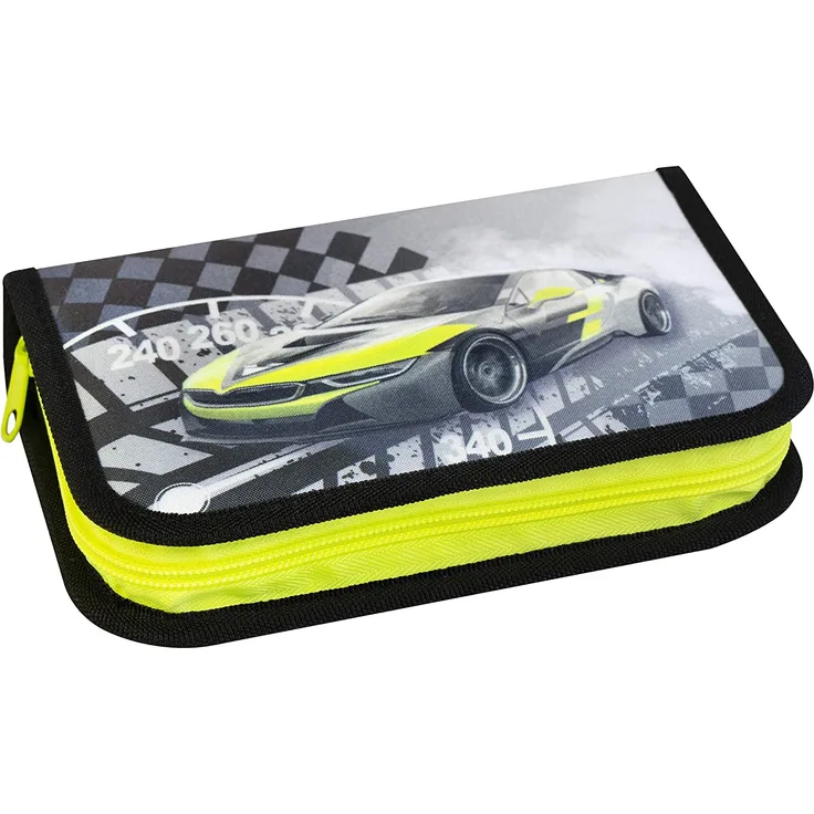 Eberhard Faber 577574 - Schüleretui Race Car mit Innenklappe und Reißverschluss, befüllt mit 32 Buntstiften und anderen Schreib- und Zeichenutensilien, für Vorschule und Schule