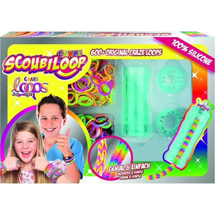 CRAZE 51499 Loops Knüpfringe Silikonringe für Silikonarmband Gummibänder, Mega US-Trend, 600 Stück