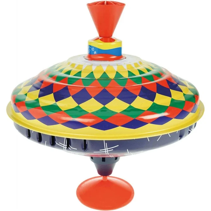 Lena 52225 Bolz Brummkreisel Multicolor 19 cm, Schwungkreisel aus Blech, klassischer Pumpkreisel, Blechkreisel mit farbenfrohen Motiv, Kreisel mit Standfuss, Spielzeugkreisel für Kinder ab 18m+, bunt – Bild 2