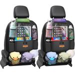 SURDOCA Autositz-Organizer – 4th Generation verbesserter Auto-Organizer Rücksitz für bis zu 10,5 iPad, 9 Taschen, Kinderspielzeug-Aufbewahrung, wasserdichter Rücksitzschutz für Kinder,schwarz,2 Stück