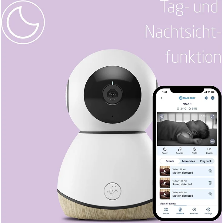 Maxi-Cosi See Babyphone, Babyphone mit Kamera (1080 px HD) und Audio, WLAN-Babyphone, Live-Streaming, Teil von Maxi-Cosi Connected Home - Compatible with Amazon Alexa and Google Assistant – Bild 3