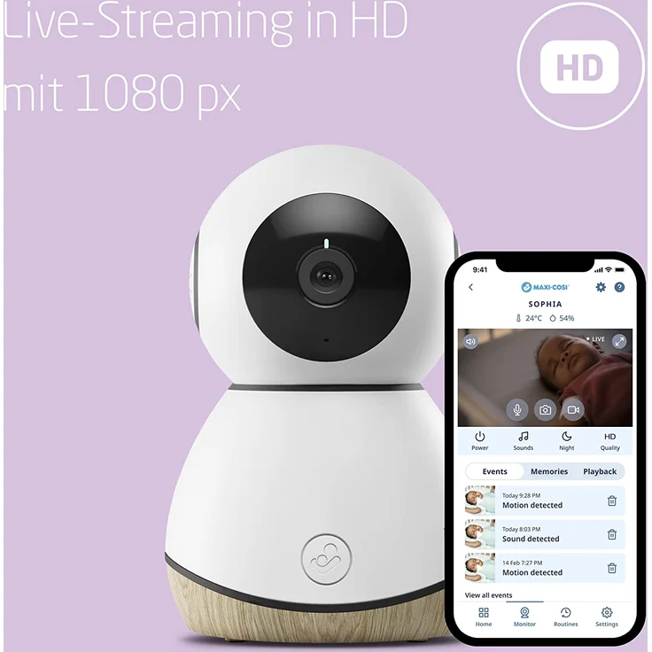 Maxi-Cosi See Babyphone, Babyphone mit Kamera (1080 px HD) und Audio, WLAN-Babyphone, Live-Streaming, Teil von Maxi-Cosi Connected Home - Compatible with Amazon Alexa and Google Assistant – Bild 2