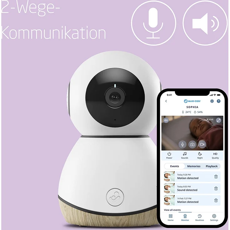 Maxi-Cosi See Babyphone, Babyphone mit Kamera (1080 px HD) und Audio, WLAN-Babyphone, Live-Streaming, Teil von Maxi-Cosi Connected Home - Compatible with Amazon Alexa and Google Assistant – Bild 4