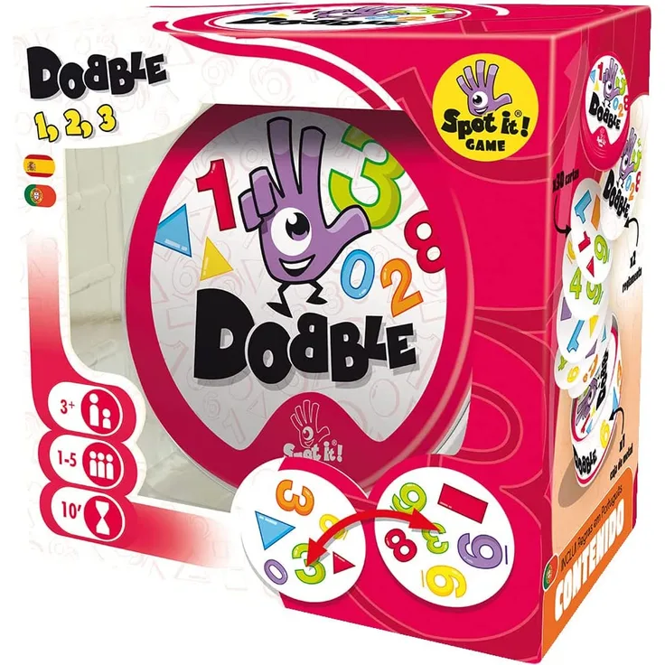 Dobble – Formen und Zahlen (Asmodee DOBCF01ES), Spanisch und Portugiesisch