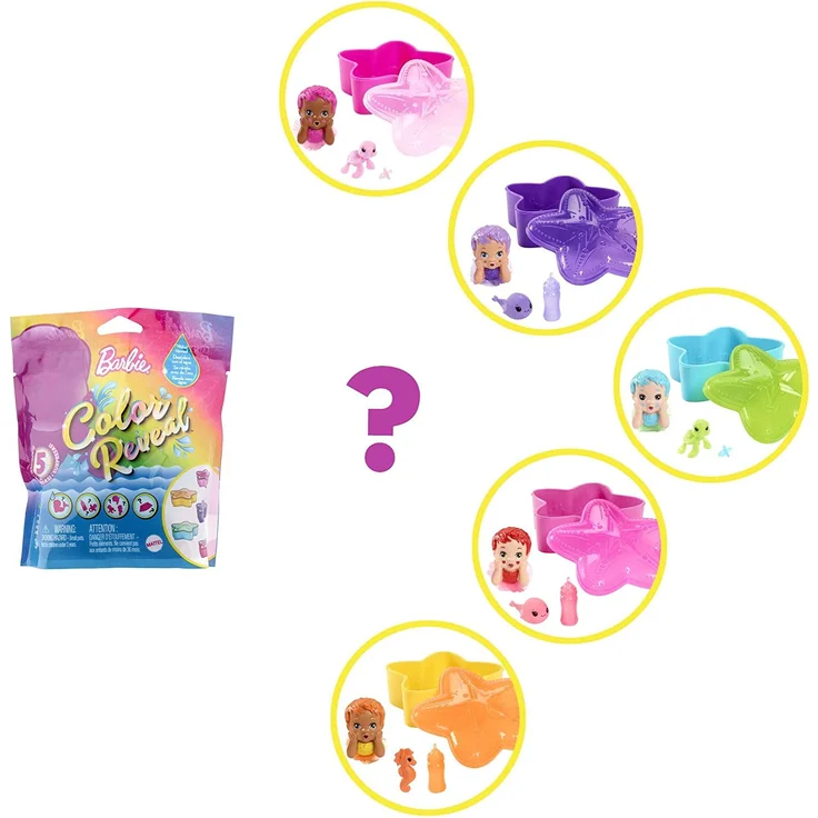 Barbie Color Reveal Pet Rainbow Mermaids, 1x Stück, zufällige Auswahl – Bild 1