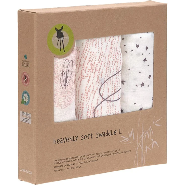 Lässig 3er-Pack Muslin Bamboo Swaddle Blanket L 80x80 cm Little Water Swan – Bild 3