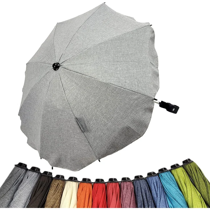 BAMBINIWELT Sonnenschirm Sonnenschutz für Kinderwagen Buggy Jogger universal UV50+ (meliert hellgrau) – Bild 1