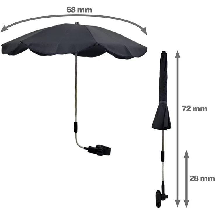 BAMBINIWELT Sonnenschirm Sonnenschutz für Kinderwagen Buggy Jogger universal UV50+ (meliert hellgrau) – Bild 8