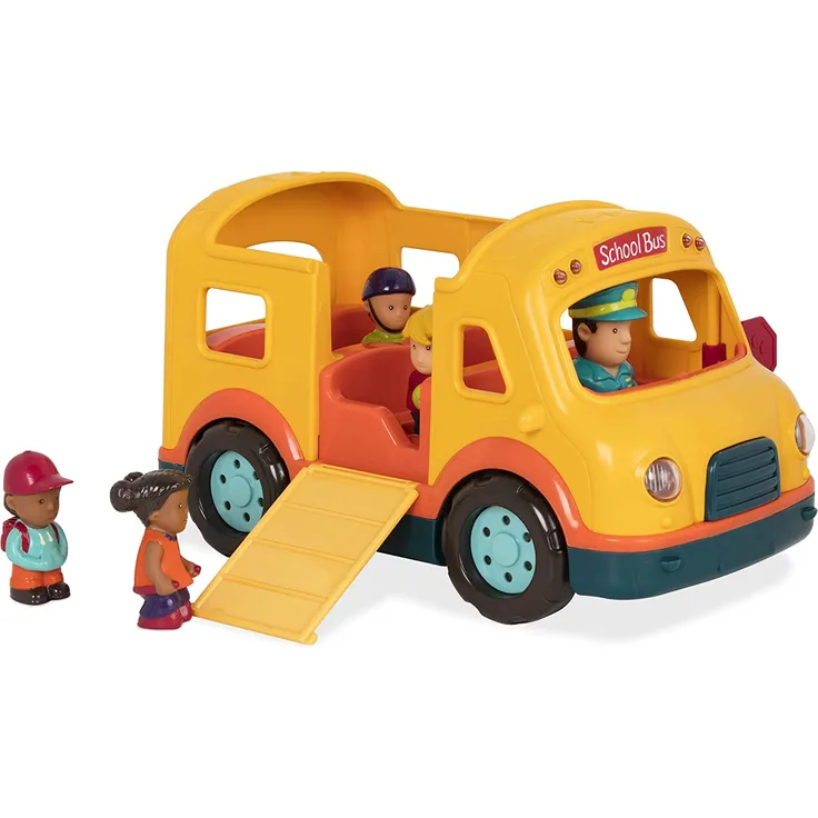 Battat – Schulbus mit Lichtern und Tönen – Spielzeugauto mit 5 Figuren für Kinder und Babys ab 18 Monaten (6 Teile)